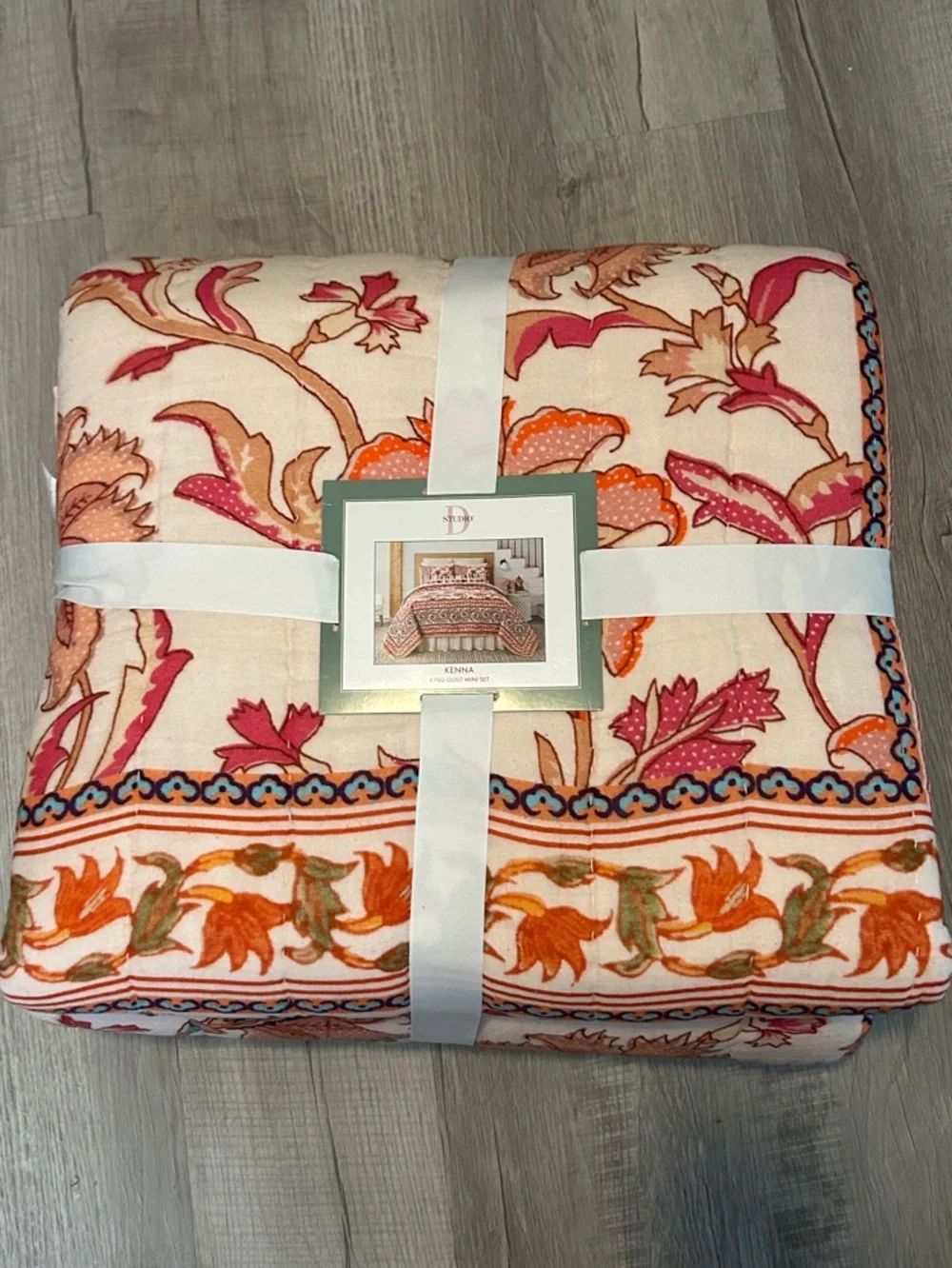 Studio D Kenna 3 PC Quilt Mini Set w/Shams King Multi Floral $259 NWT